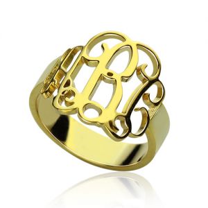 Personalized Gold Monogram Ring 18k Plated