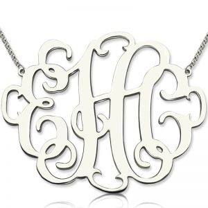 Personalized 2" XXL Stylish Monogram Necklace Sterling Silver