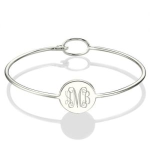 Valentine's gifts for Her - Round Monogram Bangle Bracelet