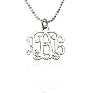 Personalized 0.72" Small Monogram Necklace In Sterling Silver