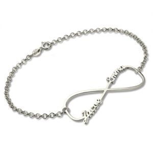 Infinity Double Name Bracelet In Sterling Silver
