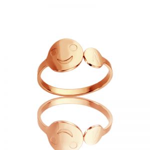Personalized Smile Ring with Initial Rose Gold