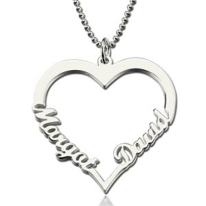 Personalized Love Heart Double Names Necklace Coulple Gift For Her