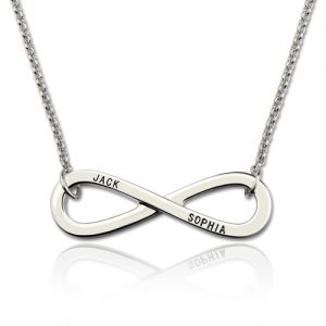 Engraved Infinity Symbol Necklace Sterling Silver