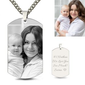 Graduation Dog Tag  Engraved Photo for Man