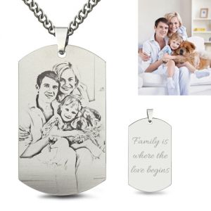 Bespoke Titanium Steel Family Photo Father's Necklace