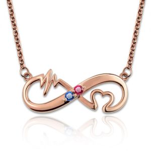 Heart Birthstone Infinity Love Necklace In Rose Gold