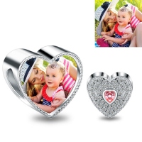 1st Mother's Day Present Photo Crystal Heart Charm