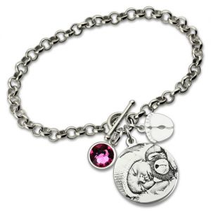 Sterling Silver Photo-Engraved Bracelet 2018 Mother's Day Gift