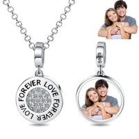 Love Forever Photo Round Pendant Necklace