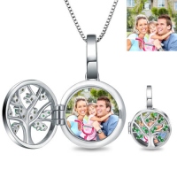 Engraved Unique Family Tree Sterling Sliver Photo Locket