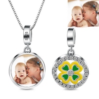 Four Leaf Clover Photo Necklace Sterling Silver