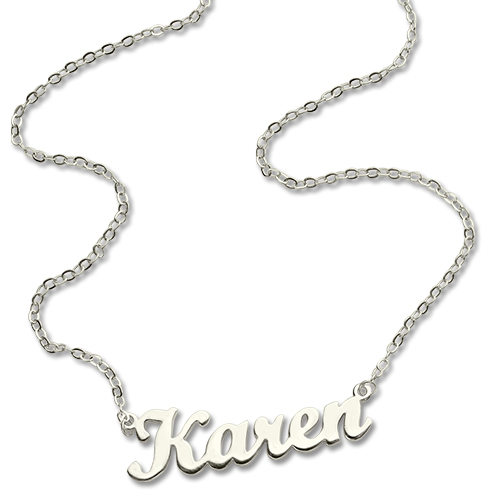 Personalized Script Name Necklace Sterling Silver