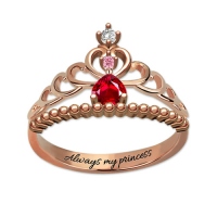 Fairytale Princess Tiara Birthstone Ring In Rose Gold