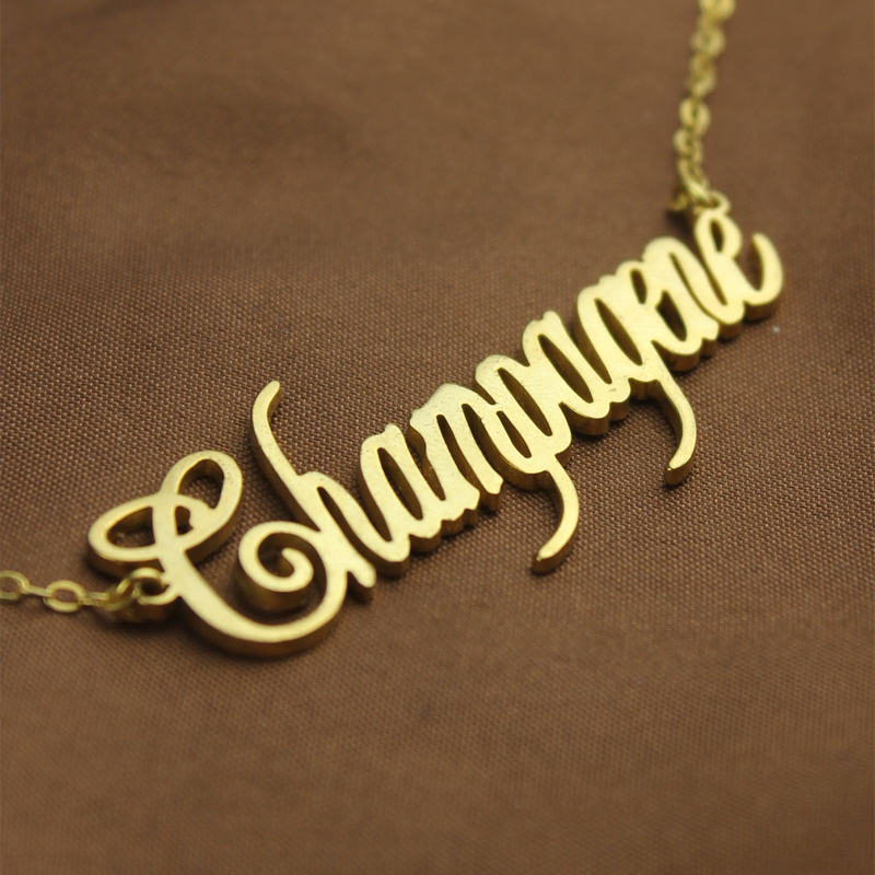 Gold Script Love Necklace