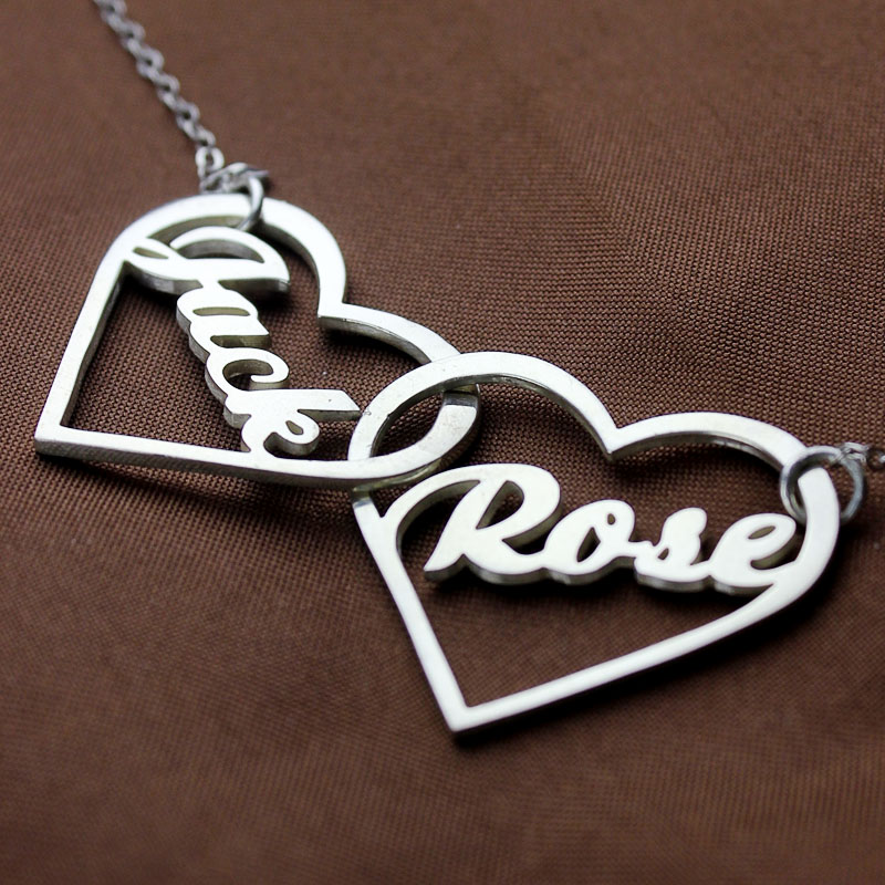 Double Heart Love Necklace Gifts With Names For Her