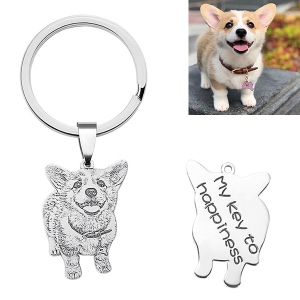 Engraved Pet Photo Keychain/Necklace Sterling Silver